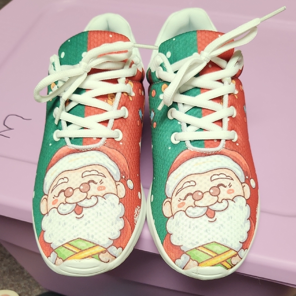 Santa Sneakers - Green and Red